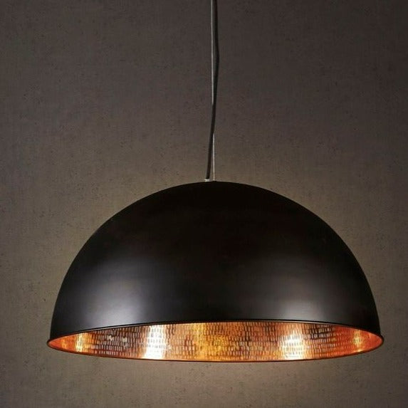 Alfresco Dome Ceiling Pendant Lamp Black and Copper (SKU ELAWDOMEBLKCOP)