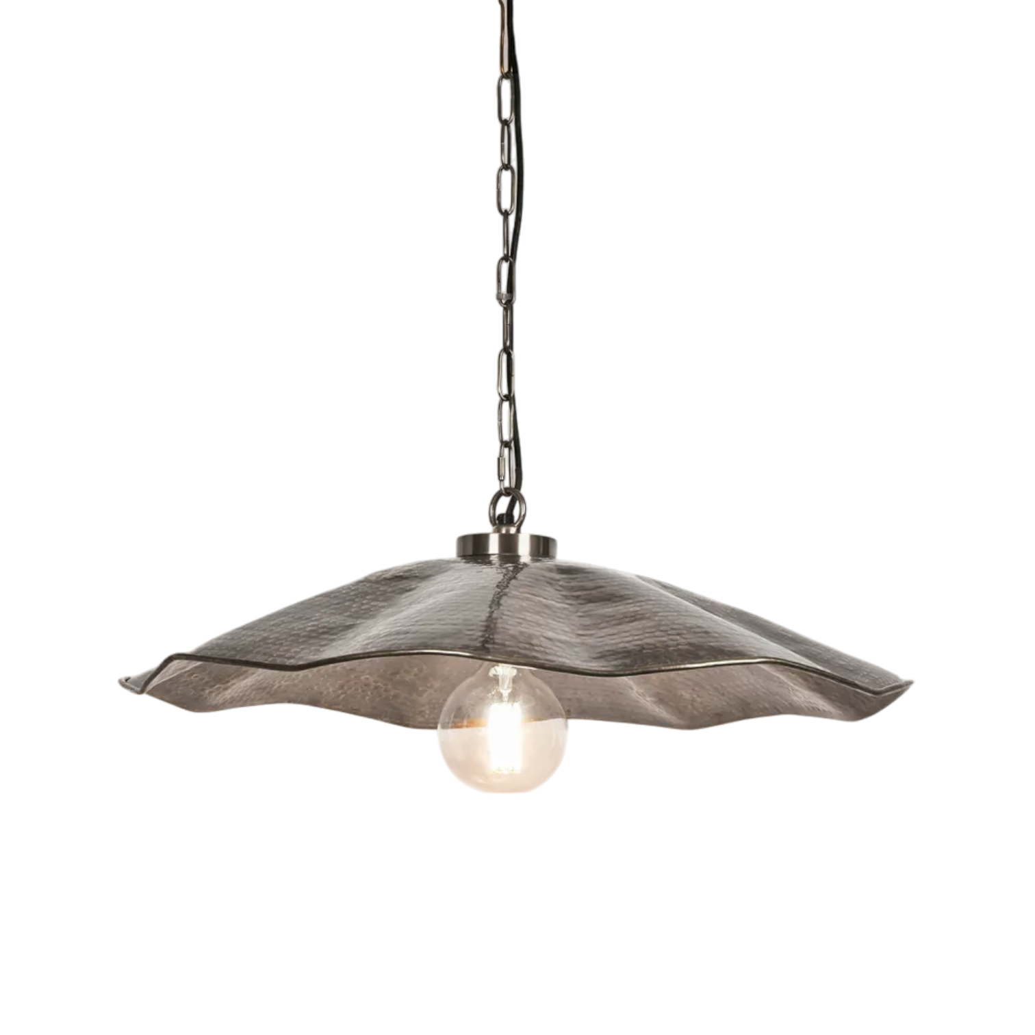 Melville Oval Hammered Antique Silver Pendant Lamp - Large ELPIM31725MAS