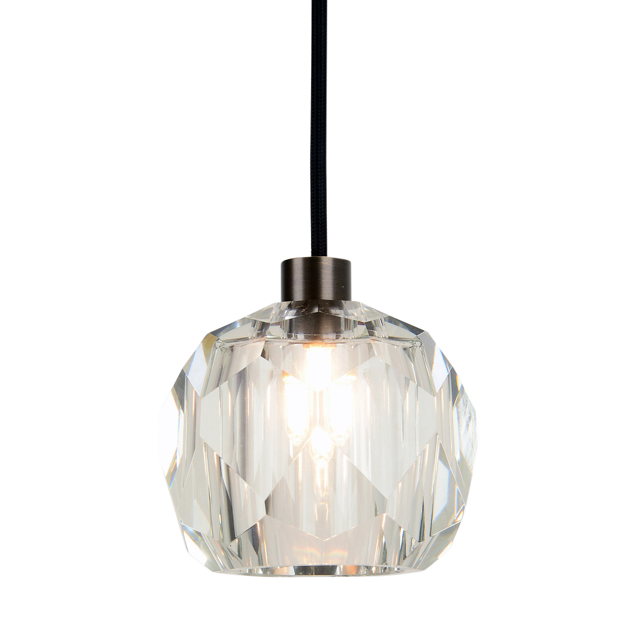 Howarth 10 Crystal Ball and Brass Cluster Pendant Chandelier