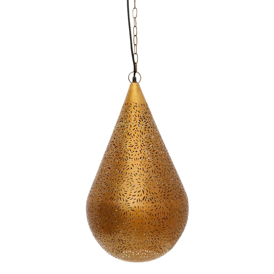 SMITH&SMITH Kova Medium Antique Brass Perforated Teardrop Pendant Lamp