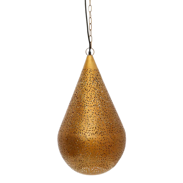 SMITH&SMITH Kova Medium Antique Brass Perforated Teardrop Pendant Lamp
