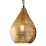SMITH&SMITH Kova Small Antique Brass Perforated Teardrop Pendant Lamp. 