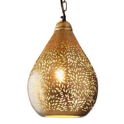 SMITH&SMITH Kova Small Antique Brass Perforated Teardrop Pendant Lamp. 