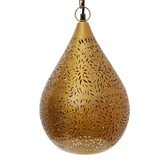 SMITH&SMITH Kova Small Antique Brass Perforated Teardrop Pendant Lamp.