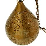 SMITH&SMITH Kova Small Antique Brass Perforated Teardrop Pendant Lamp. 