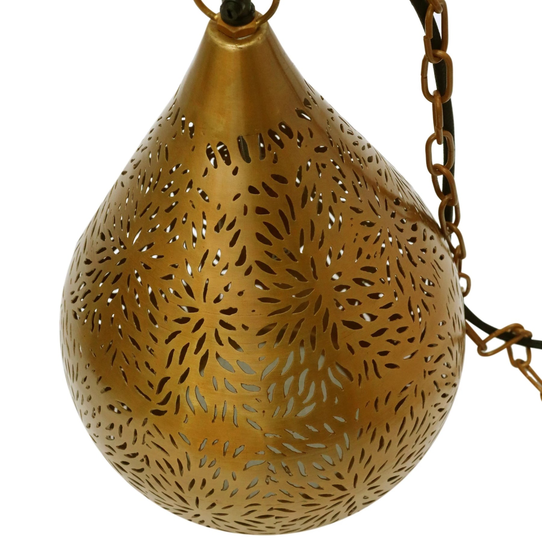 SMITH&SMITH Kova Small Antique Brass Perforated Teardrop Pendant Lamp. 