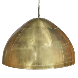 SMITH&SMITH Lighting Sydney Walton Large Antique Brass Iron Riveted Dome Pendant Lamp