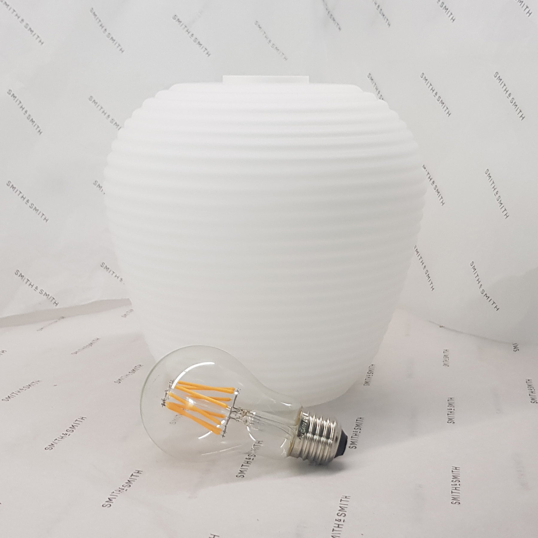 Rippe Rippled Pendant in Matte-White Opal Glass