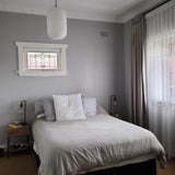 SMITH&SMITH Reffro Matte-white pendant lamp in older melbourne restored home bedroom insitchu. insta