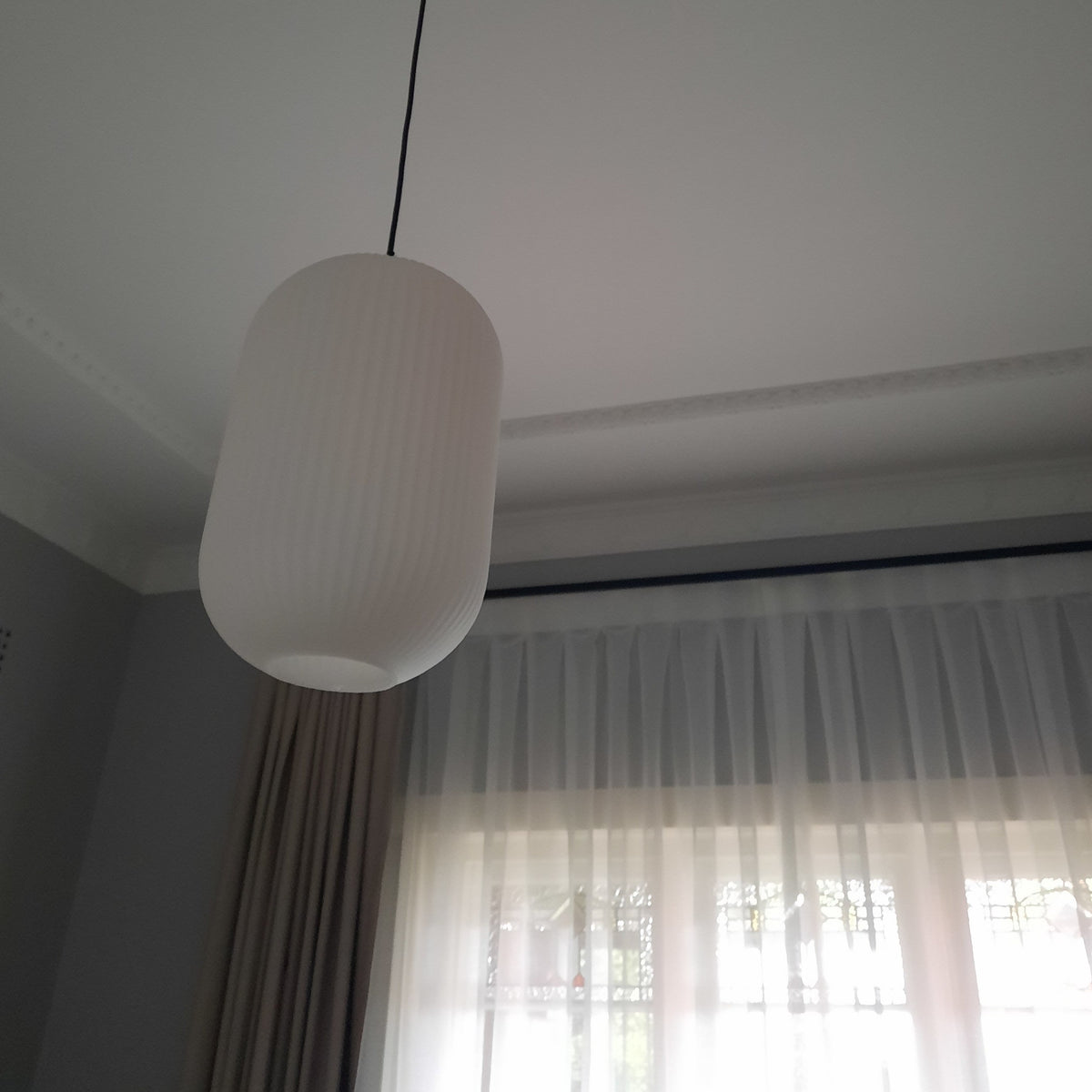 SMITH&SMITH Reffro Matte-white pendant lamp in older melbourne restored home bedroom ceiling. insta