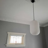 SMITH&SMITH Reffro Matte-white pendant lamp in older melbourne restored home bedroom. insta