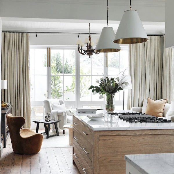 East Hamptons Matte-White Pendant with Brass Interior