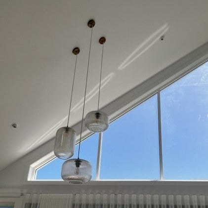 Reffro Rippled Clear Glass Column Pendant Lamp