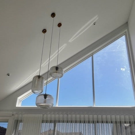 Ashter Hand-blown Lantern Pendant in Clear Glass