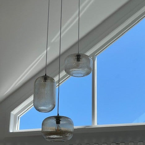 Reffro Rippled Clear Glass Column Pendant Lamp