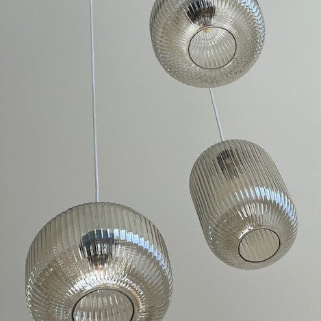 Reffro Rippled Clear Glass Column Pendant Lamp