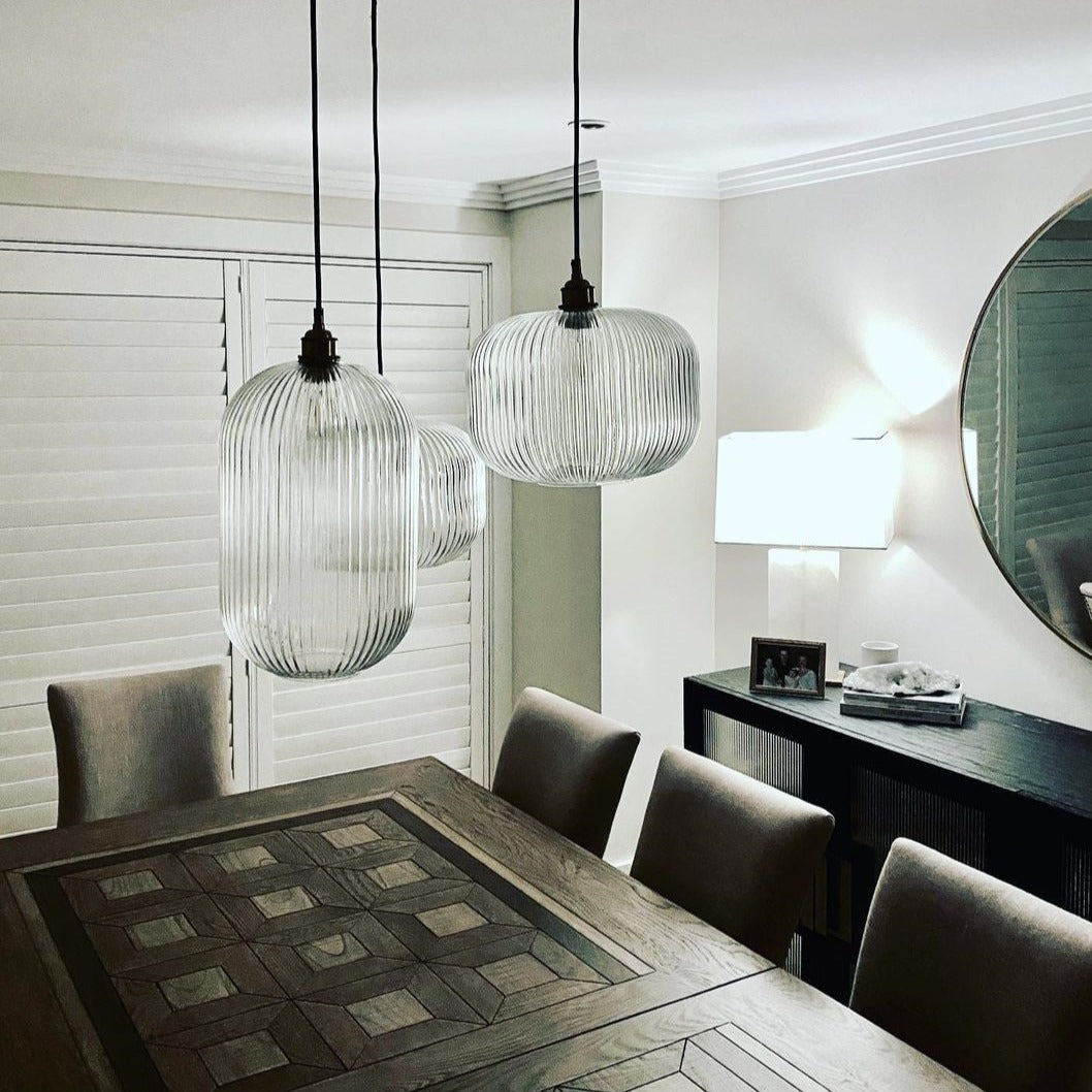 Reffro Rippled Clear Glass Column Pendant Lamp