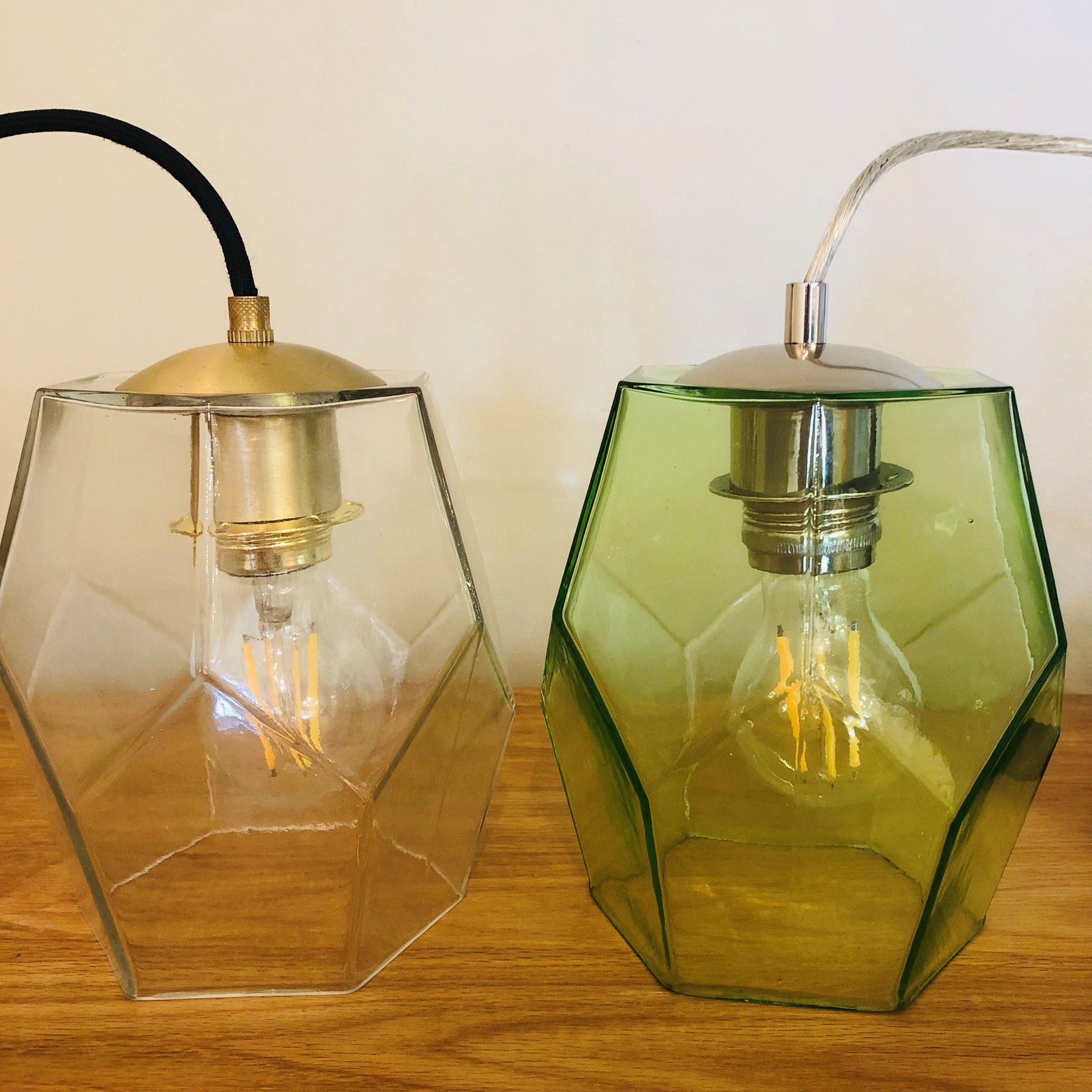 Lisbon Hand-blown Pendant Lamp in Pale Green-Glass