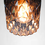 copper coloured cut glass pendant light