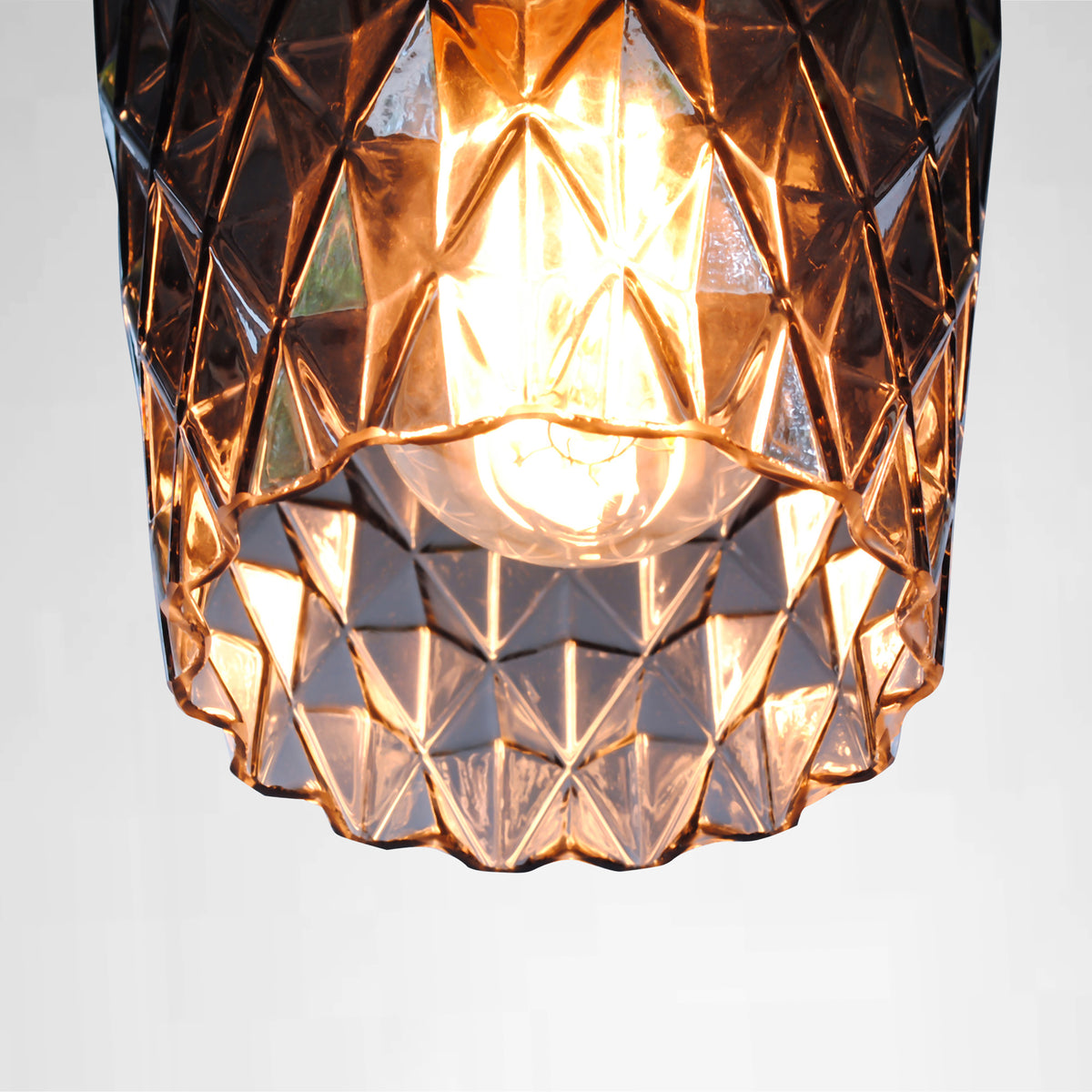 copper coloured cut glass pendant light
