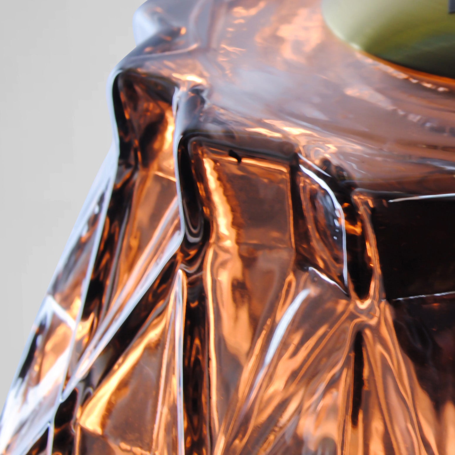 copper coloured cut glass pendant light top