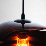 copper glass pendant light with black lamp holder