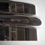 glass drum pendant light close up