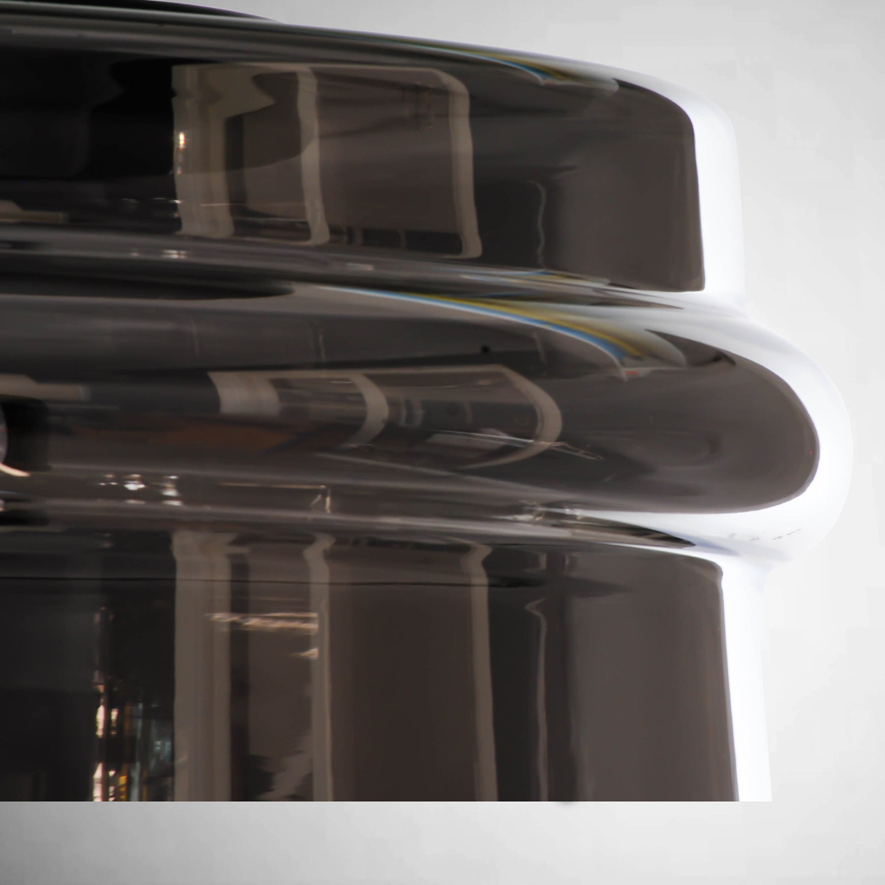 glass drum pendant light close up