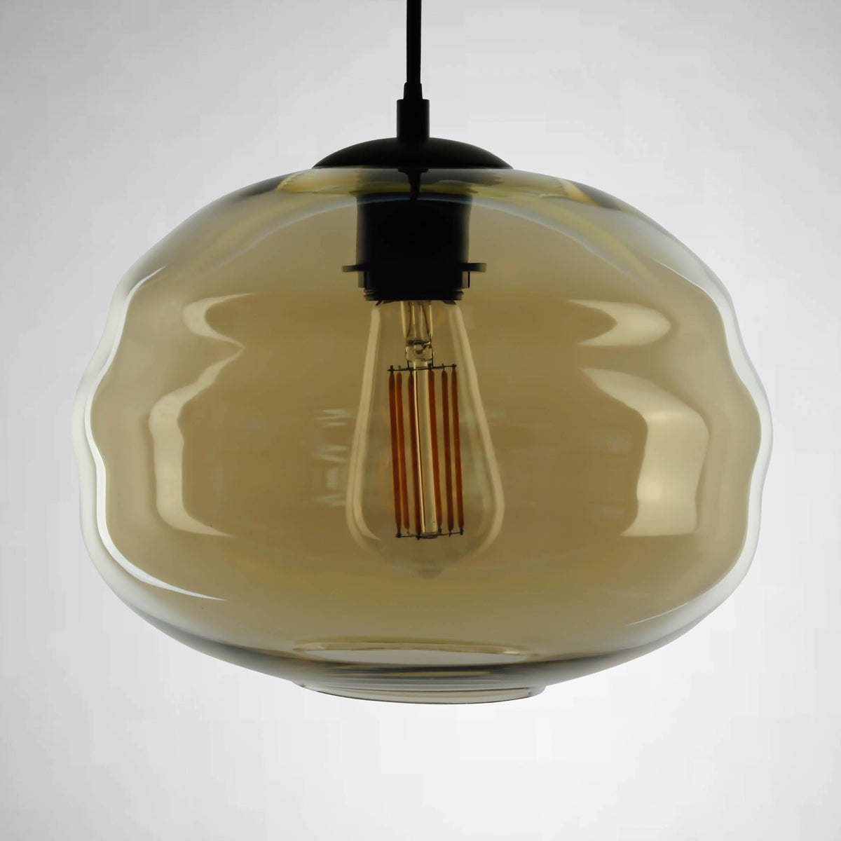 cognac pendant light with filament bulb