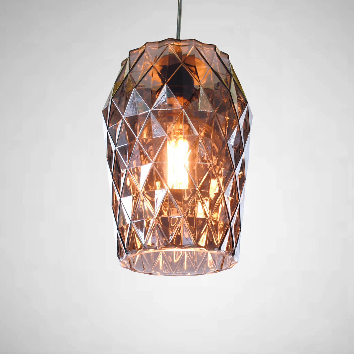 large smoked cut glass pendant light
