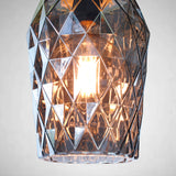 large smoked cut glass pendant light