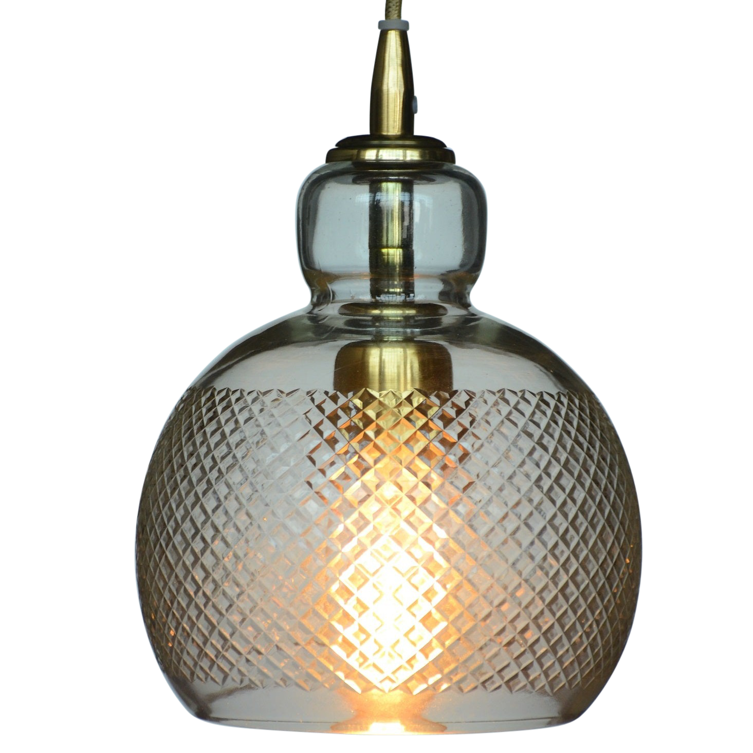 SMITH&SMITH Amelia Diamond Hand Cut Crystal Glass Pendant Lamp