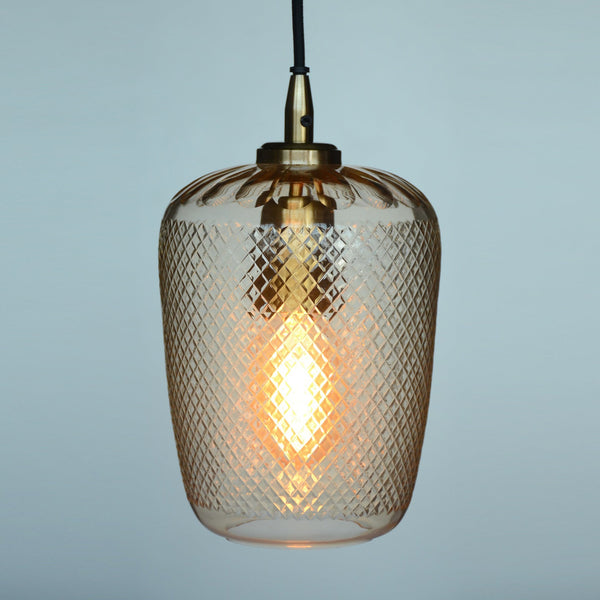 Josephine Diamond Hand Cut Crystal Glass Pendant Lamp