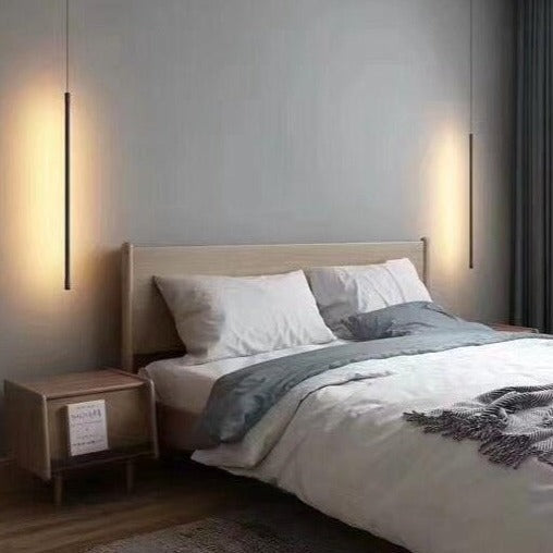 Eureka Black LED Linear Drop Pendant Lamps in Bedroom by SMITH&SMITH Lighting insta