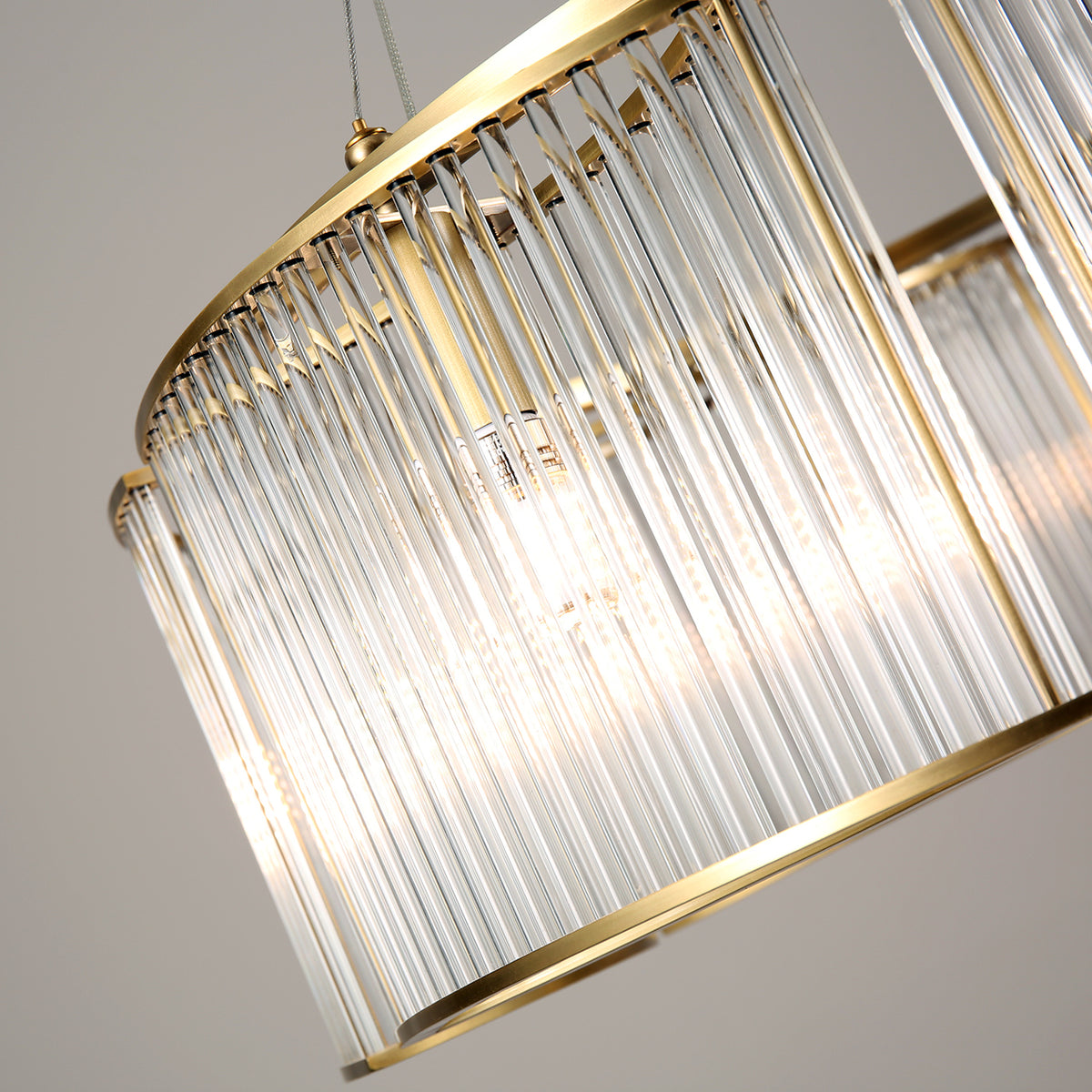 Glebe 6 Lamp Brass with Glass Rod Chandelier 240 glass rods