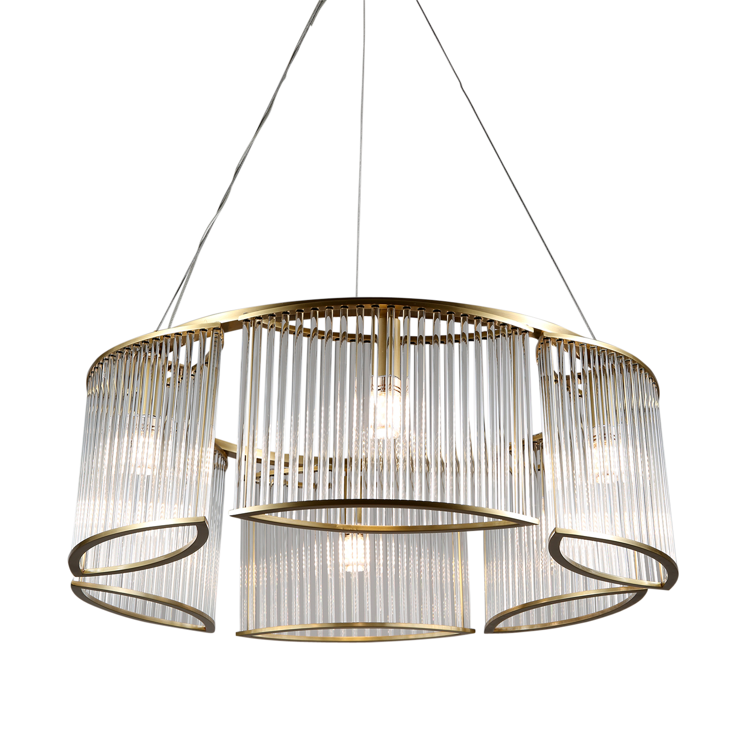 SMITH&SMITH Glebe 6 Lamp Brass with Glass Rod Chandelier