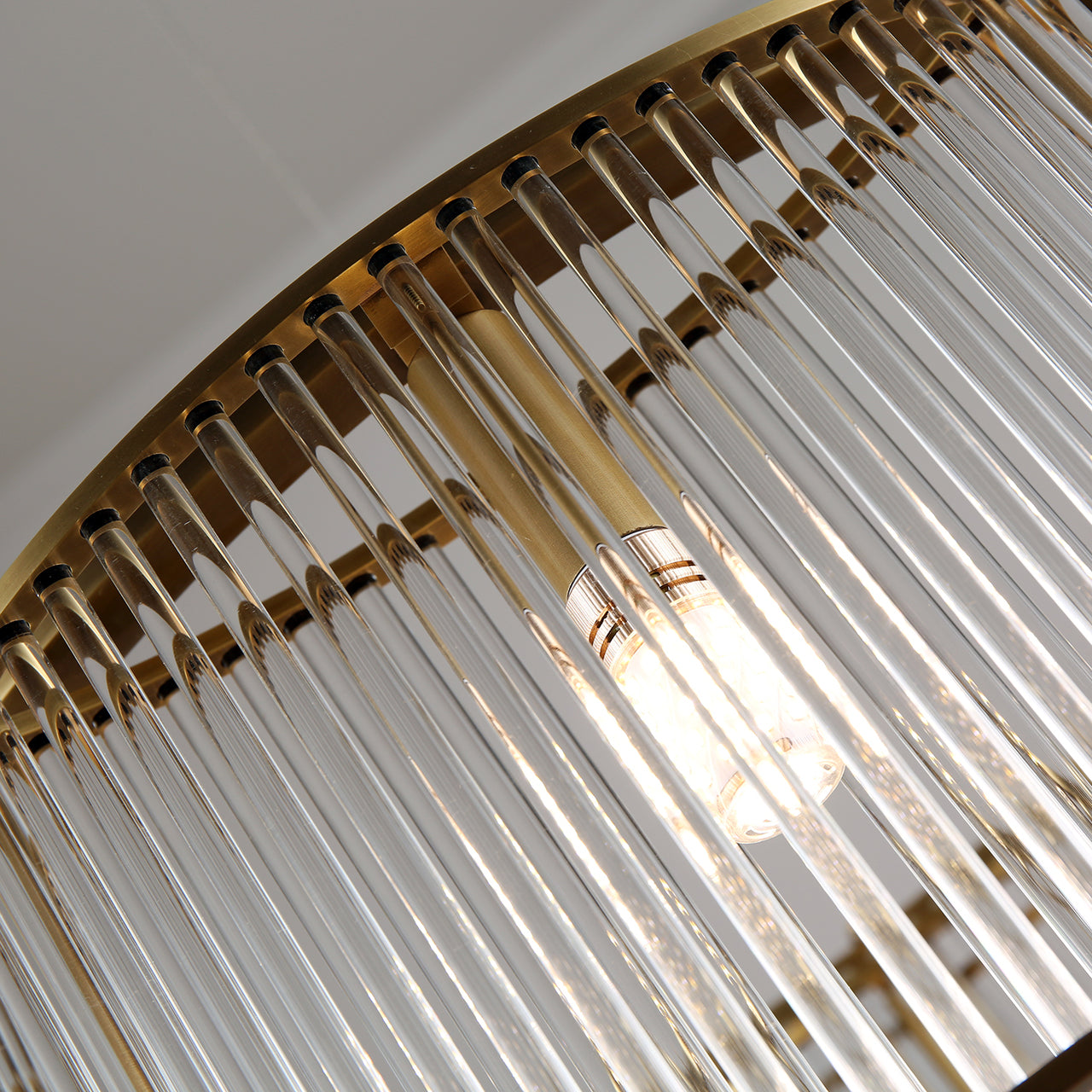 Glebe 6 Lamp Brass with Glass Rod Chandelier stunning clear glass rods