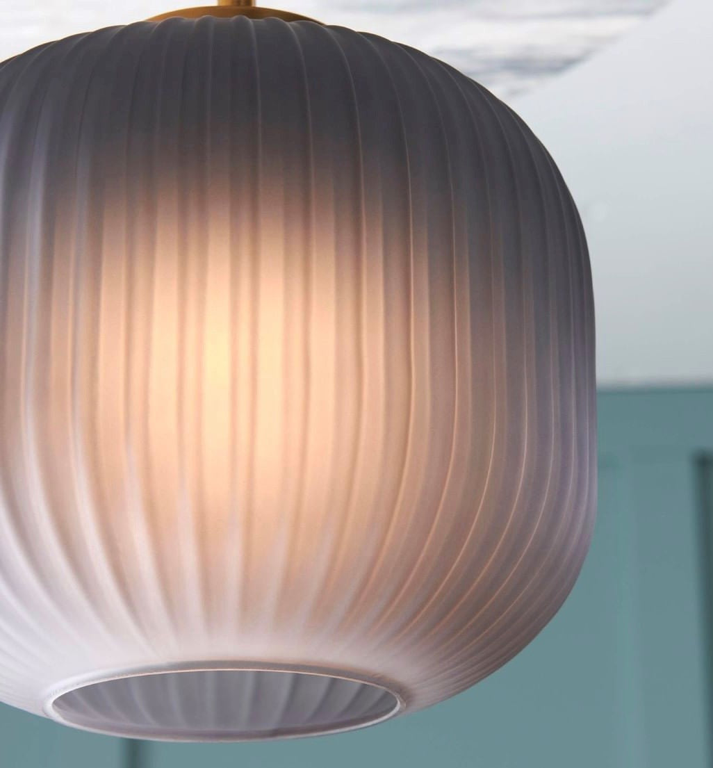 Ashter Hand-blown Lantern Pendant in Matte-Grey Glass