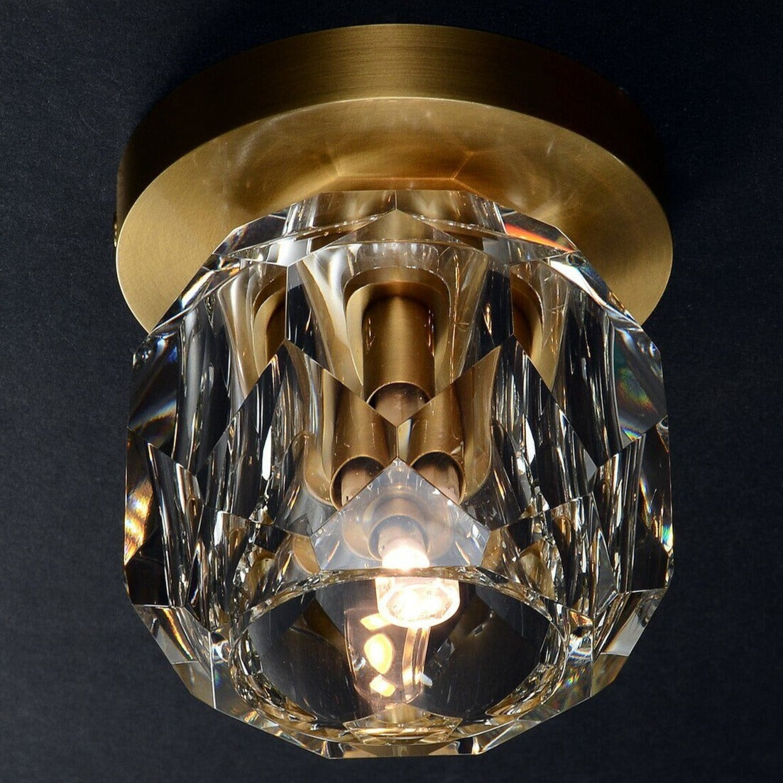 Howarth Crystal and Brass Flushmount Lamp