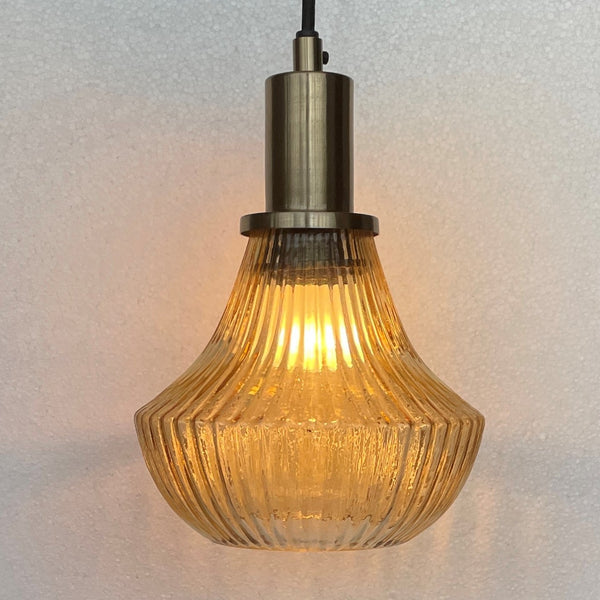 Lily Embossed Rippled Glass Pendant Lamp