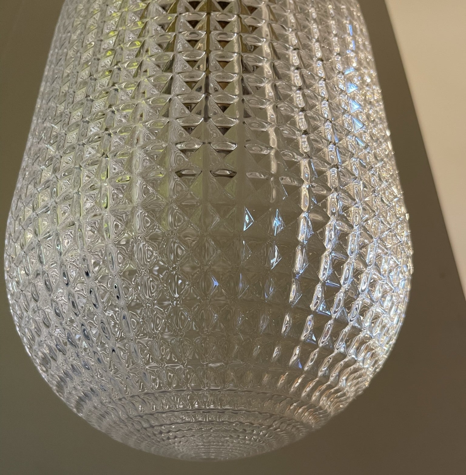 Karo Diamond Cut Clear Glass Column Pendant Lamp