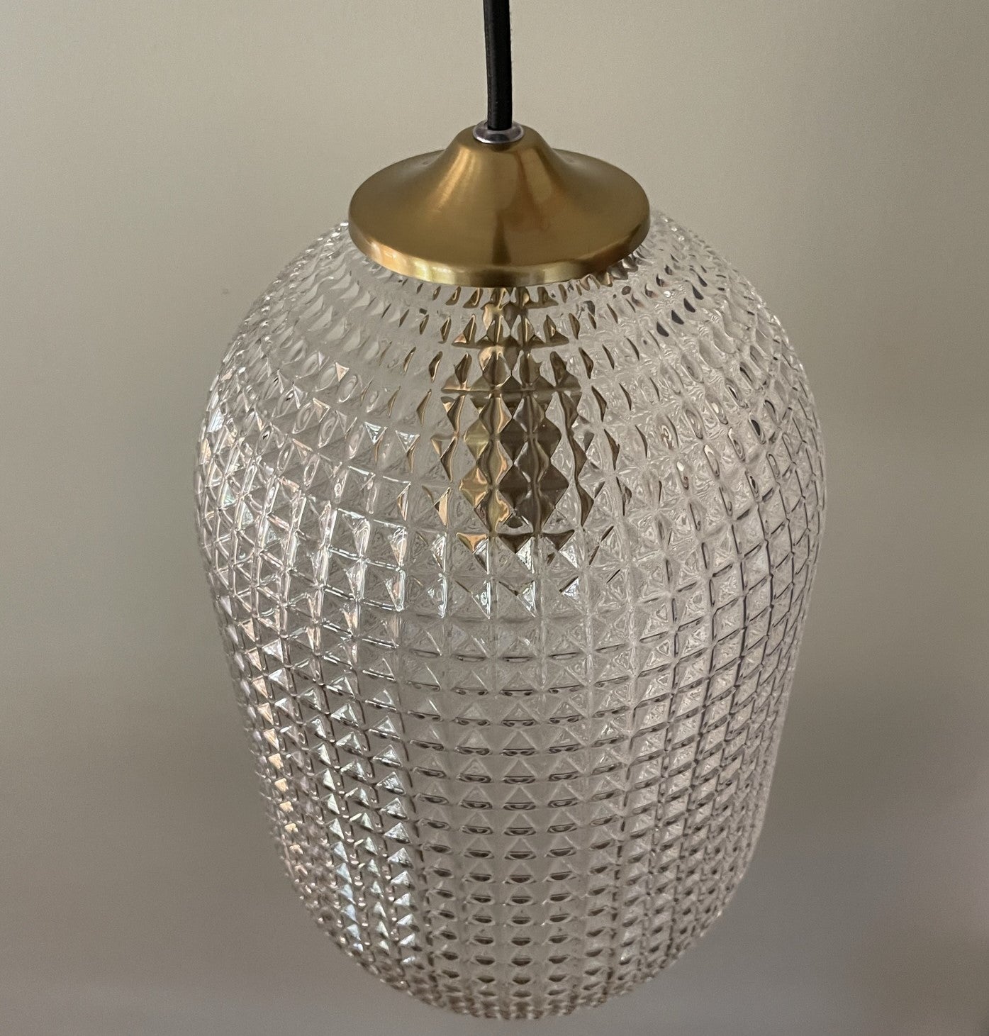 Karo Diamond Cut Clear Glass Column Pendant Lamp