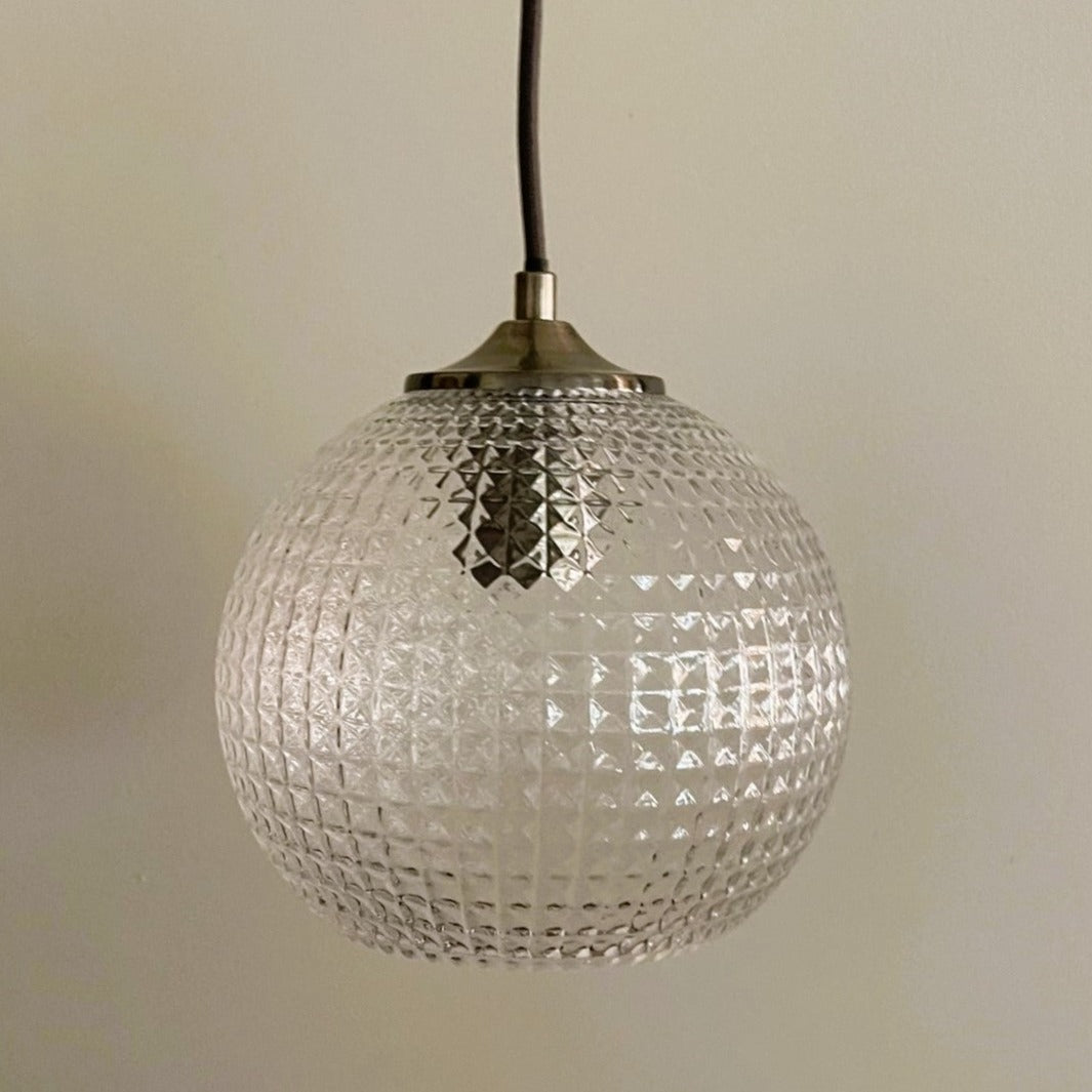 Karo Diamond Cut Clear Glass Round Pendant Lamp