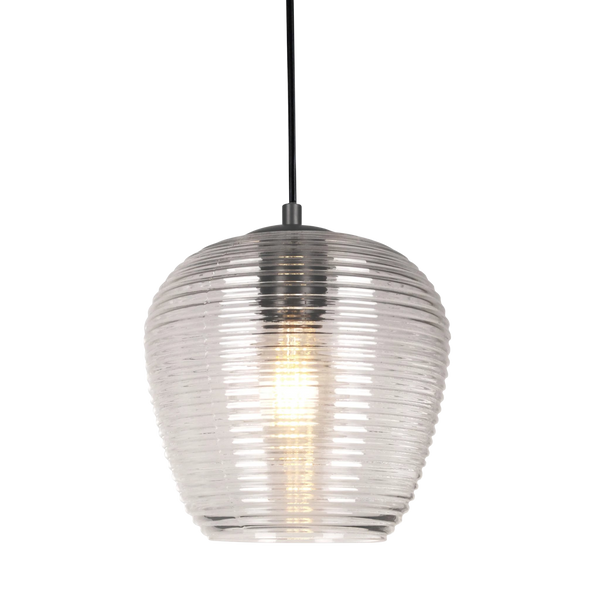 SMITH&SMITH Lighting Sydney Rippe Rippled Pendant in Clear Glass 
