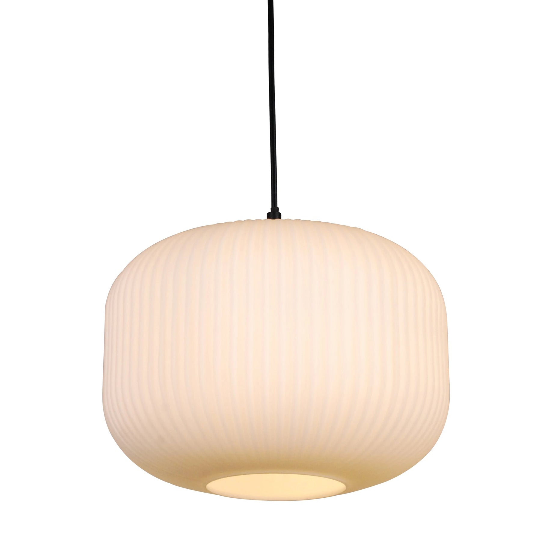 Ashter Hand-blown Lantern Pendant in Matte-white Opal Glass