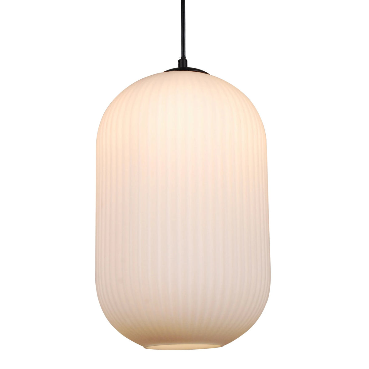 Reffro Rippled Opal Glass Column Pendant Lamp