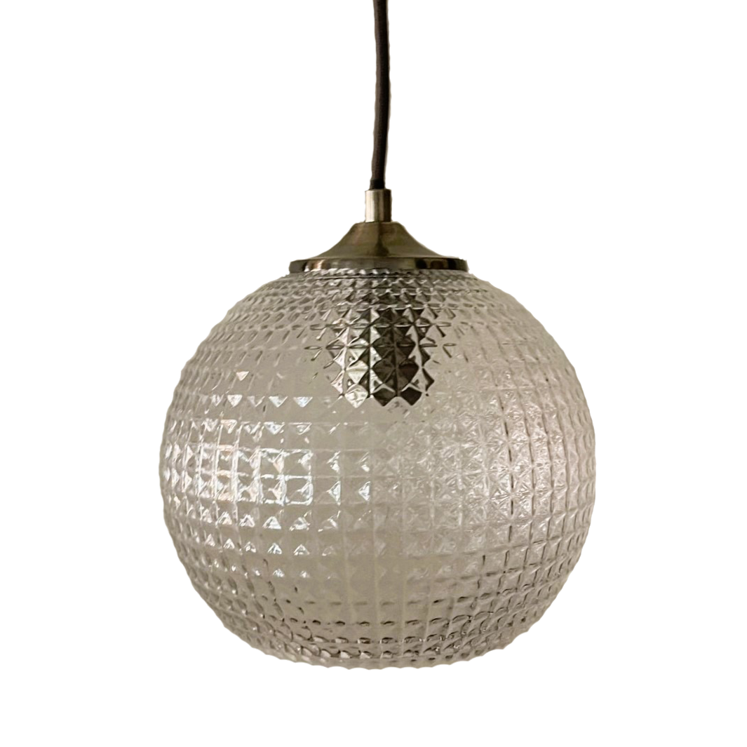 Karo Diamond Cut Clear Glass Round Pendant Lamp