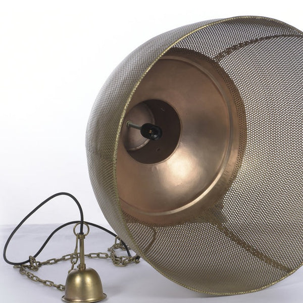 Keira Perforated Iron Dome Pendant Lamp in Brass