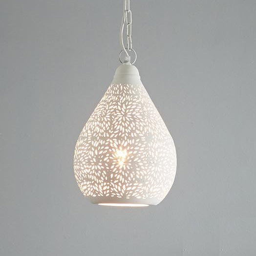 SMITH&SMITH Kova White Perforated Teardrop Pendant Light_Zaffero Aquarius White Perforated Teardrop Pendant Light