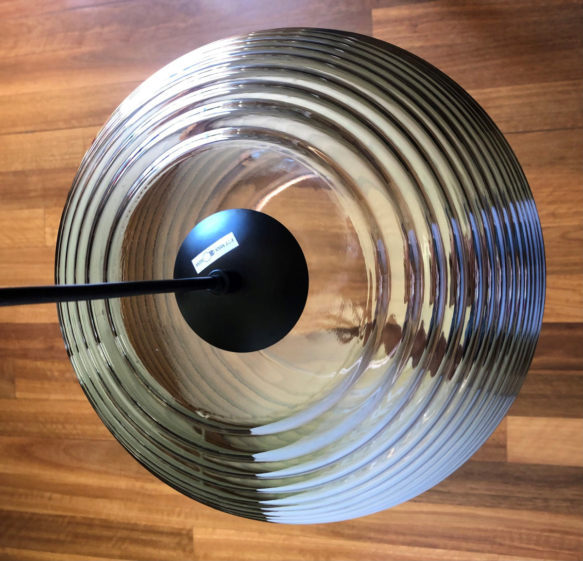 Loy Smoke Glass Rippled Pendant Lamp